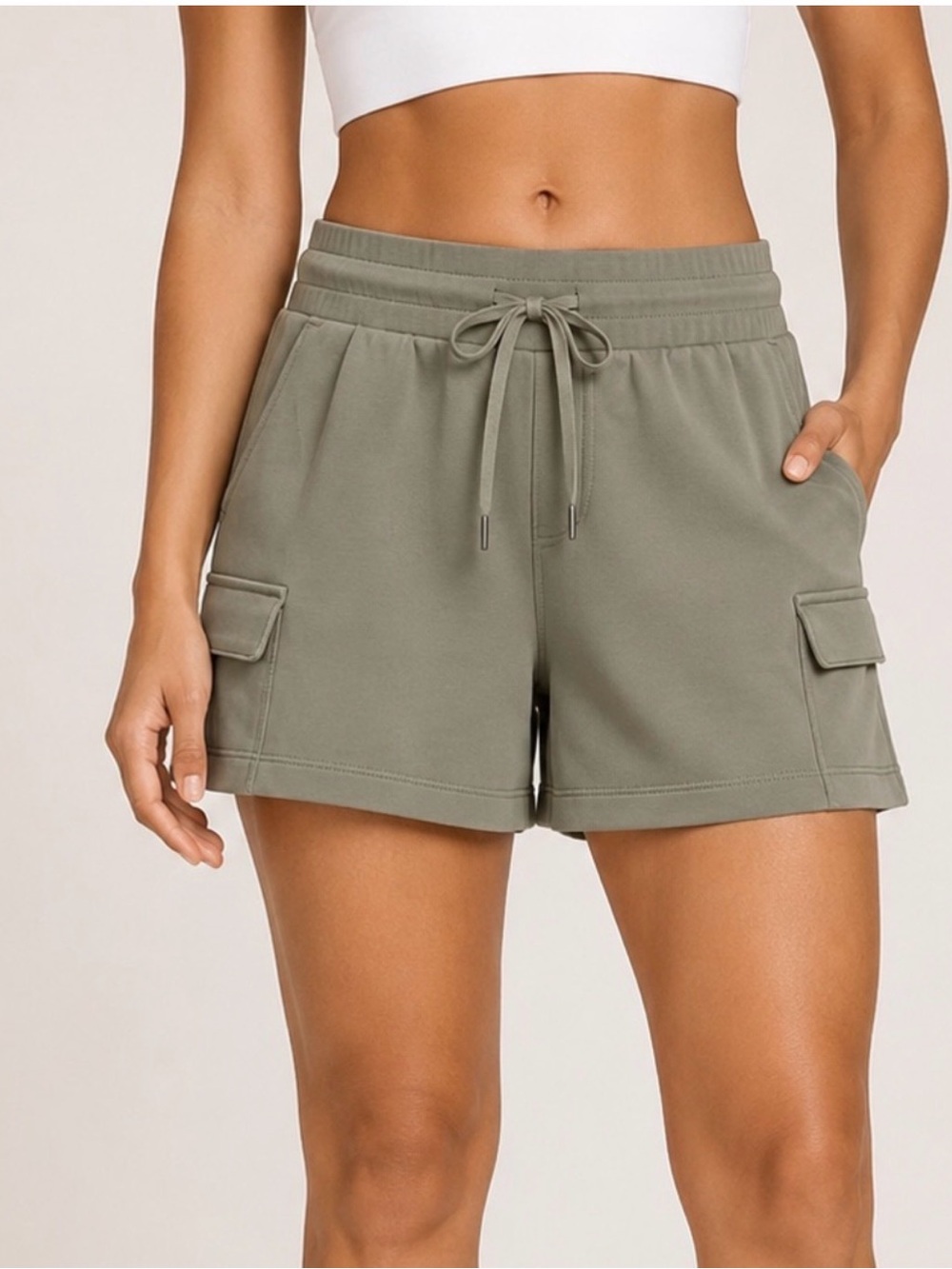 CALIA Sandwash Scuba Cargo Shorts Women’s Size XXL olive Green 5” inseam relaxed